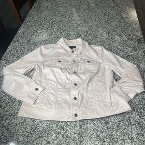 Talbots Classic Stretch Denim Jean Jacket Womens 1X Light Pink Casual Western